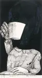 Charles Blackman, Alice Drinking a Cup of Tea 1957, 1957, watercolour and ink on paper
