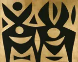 John Coburn, Beast 1985, 1985, oil and gold leaf on canvas on board