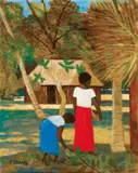 Islanders Gathering Fruit by Ray Crooke, oil on canvas, offered Aug 2017