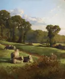 William Ford, Evening, Stellard's Batch at Creeve, Yatton, Somersetshire 1873, 1873, oil on academy board