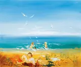 David Boyd, A Day on the Beach, oil on board