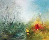 David Boyd, Ben Boyd Crossing Creek, oil on canvas