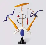 Augustine Dall'ava, If Only Carl Knew # 20 1990, 1990, natural and painted wood, natural and painted stones, stainless steel, linen thread, steel