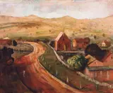Lloyd Rees, Landscape at Gunning c1954, c1954, oil on canvas on board