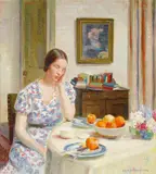 Nora Heysen, Interior with Josephine, London 1934, 1934, oil on canvas on board