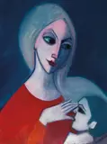 Robert Dickerson, Mother and Child, oil on board