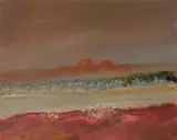 Landscape c1969 by Sidney Nolan, c1969, oil on board, sold May 2017