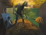 Euan MacLeod, Digger in Room with Painting 2007, 2007, oil on polyester