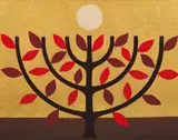 John Coburn, Tree of Life 1984, 1984, oil and gold leaf on canvas on board