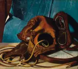 E.A. Harvey, Untitled (Aviator's Mask with Goggles and Blueprint) 1932, 1932, oil on canvas