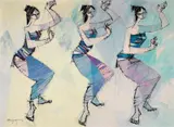 Roedyat Martadiraja, Three Balinese Dancers 1976, 1976, oil on board