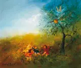 David Boyd, Children Playing in the Garden of Paradise, oil on canvas