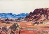 Central Australian Landscape by Albert Namatjira, watercolour over pencil on paper, sold May 2017
