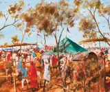 The Cloncurry Picnic Races, North Queensland by Hugh Sawrey, oil on board, sold May 2017