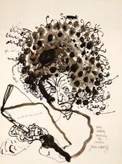 John Olsen, Brett Whiteley Pondering on Erotica 1979, 1979, ink on paper