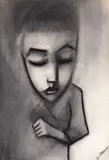 Robert Dickerson, Girl's Face, charcoal on paper