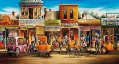Max Mannix, Hustle and Bustle, oil on canvas on board