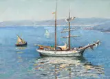 Ketch in Sydney Harbour by Will Ashton, oil on canvas, sold Feb 2017