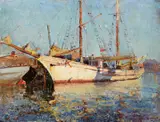 William Dunn Knox, In Little Dock, oil on canvas-board