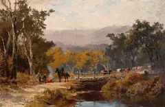 James Waltham Curtis, Resting Drovers, oil on board