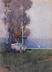 J J Hilder, Old Boat 1906, 1906, watercolour on paper