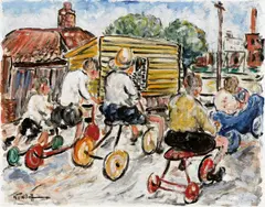 Danila Vassilieff, Soap Box Derby 1938, 1938, oil on plywood