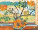 Irma Stern, Flowers and Beach Landscape 1936, 1936, gouache on card