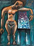 Barbara at Avonsleigh 1955-56 by Charles Blackman, 1955-56, enamel on paper on board, sold Feb 2017