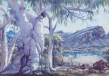 Ghost Gums by Albert Namatjira, watercolour on paper, sold Feb 2017