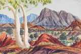 MacDonnell Range near Jay Creek by Albert Namatjira, watercolour on paper, sold Feb 2017