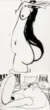 Untitled (Nudes I & II) by Brett Whiteley, ink on paper (double-sided work), sold Feb 2017