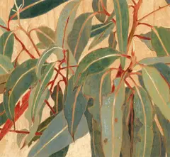 Gum Leaves, detail 2000 by Cressida Campbell, 2000, watercolour on hand-incised woodblock, sold Feb 2017
