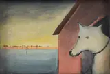 Noel McKenna, Dog in Yard 1990, 1990, oil on wood