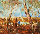 The Dawdling Mob 2, Western Queensland by Hugh Sawrey, oil on board, sold Feb 2017