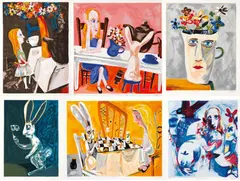 Charles Blackman, Blackman's Alice, suite of six colour screenprints with title page and frontispiece in handmade case