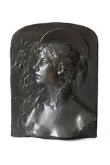 Bertram Mackennal, Head of a Saint 1892, 1892, bronze relief