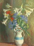 Margaret Olley, Still Life with Lilies and Agapanthus 1973