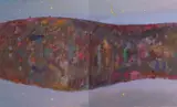 i) Riverbank with Cockatoo  1984 ii) Riverbank with Crescent Moon  1984 by Arthur Boyd, 1984, oil on canvas (diptych), sold Mar 2016