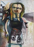 The Twins c1954 by Charles Blackman, c1954, oil and enamel on paper on board, offered Mar 2016