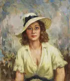 Portrait of a Woman with Hat by Norman Lindsay, oil on canvas, sold Mar 2016