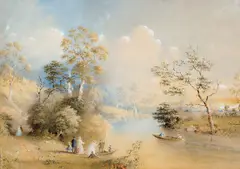 Henry Burn, A Social Occasion while Boating on the Yarra 1868, 1868, pastel and gouache on paper