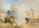 Henry Burn, A Social Occasion while Boating on the Yarra 1868, 1868, pastel and gouache on paper