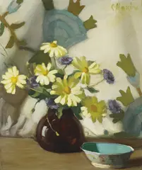 Marguerites and Cornflowers 1930 by Constance Stokes, 1930, oil on composition board, sold Mar 2016