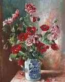 Untitled (Still Life with Poppies and Daisies) 1969 by Margaret Olley, 1969, oil on board, sold Mar 2016