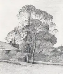 Untitled by Lloyd Rees, pencil on paper, sold Mar 2016