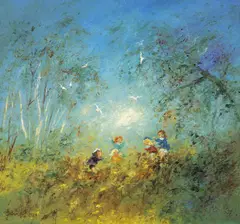 Playtime by David Boyd, oil on canvas, sold Mar 2016