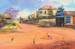 D'Arcy Doyle, Street Games, oil on canvas on composition board