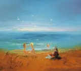 David Boyd, Children Playing by the Shore, oil on canvas