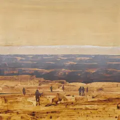 Lawrence Daws, Specking at Anakie, synthetic polymer paint on paper on composition board