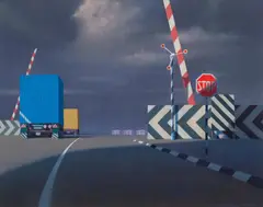 Jeffrey Smart, Level Crossing 1997, 1997, oil on canvas